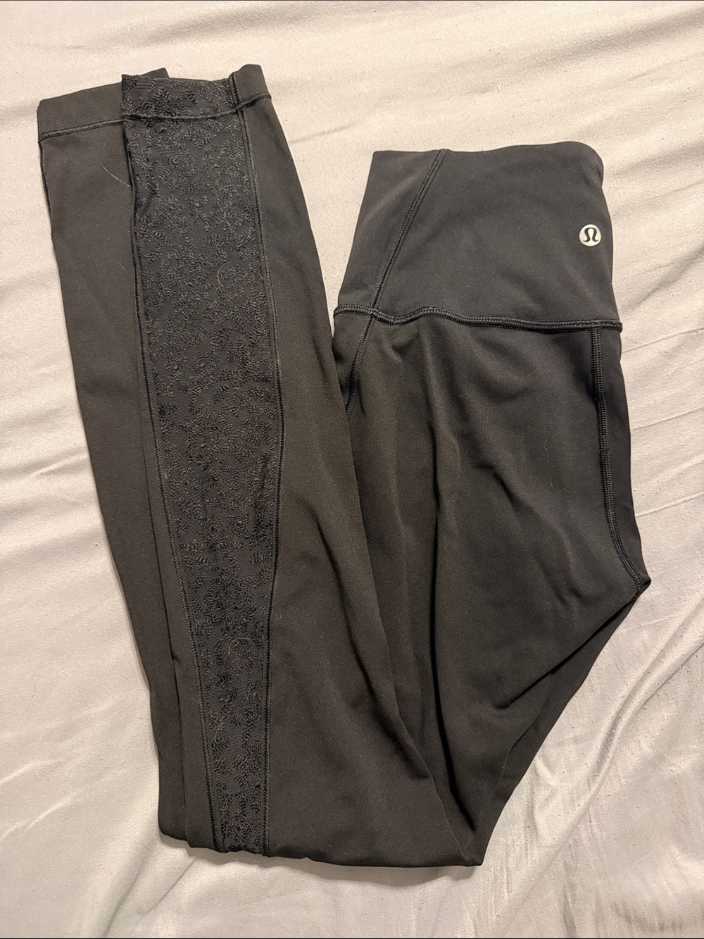 lululemon athletica Women’s ' Black Athletic Leggings with Lace Panel